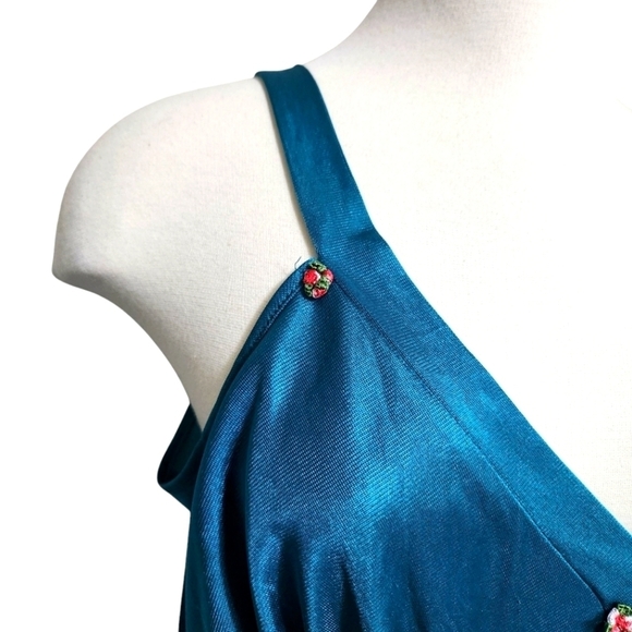 VINTAGE TEAL ANTHONY RICHARDS MAXI NIGHTGOWN SIZE LARGE - Picture 5 of 7